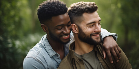 Capturing the Intimate Connection Between a Loving Male Couple Embracing with Unspoken Emotion