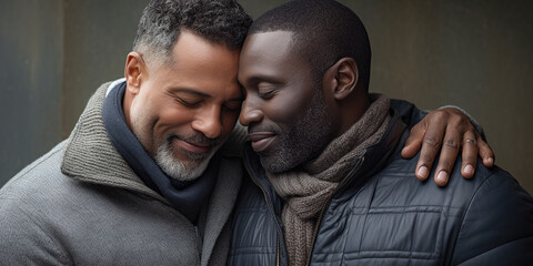 Witnessing the Harmony of a Male Couple, Eyes Closed, Embracing and Celebrating the Joy of Shared Love