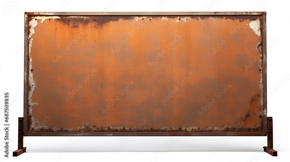 Poster a old blank rusty metal sign with a copy space background for your text : generative ai