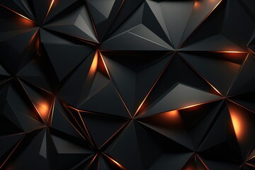 Artistic 3D Black Texture with Glowing Geometric Pattern