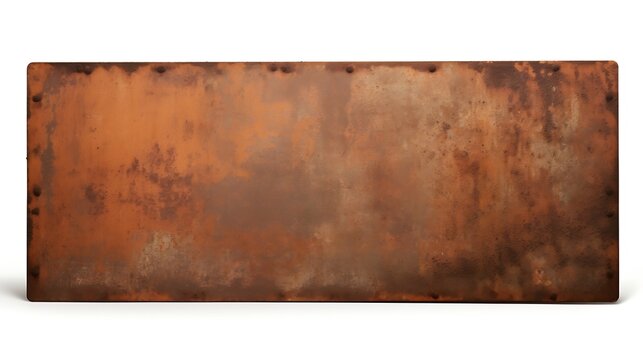 Antique vintage rusty enameled grunge metal sign or panel mockup or mock up template isolated on white background. Including clipping path : Generative AI
