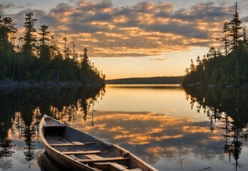 Boreal Bliss: Ontario's Quetico Provincial Park Tranquil Wilderness - obrazy, fototapety, plakaty