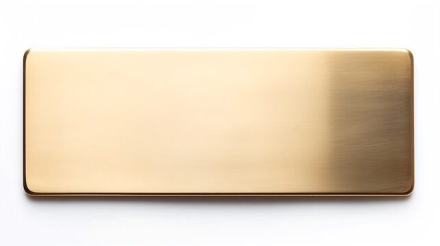 Close up shot of blank brass nameplate isolated over white background : Generative AI