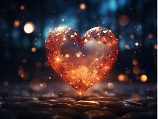 heart shape banner template, bokeh, elegant, glitter , heart , golden, Luxury theme,space for text , AI generated 