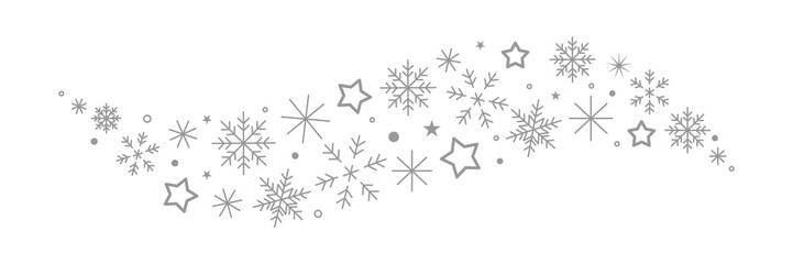 Christmas ilustration of  Sparkling Star and Snowflake vector banner isolated on White background. - obrazy, fototapety, plakaty
