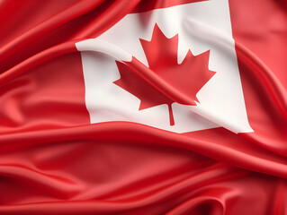 Canada national flag background,  Canadian flag weaving made by silk cloth fabric, Canada background, ai generated image