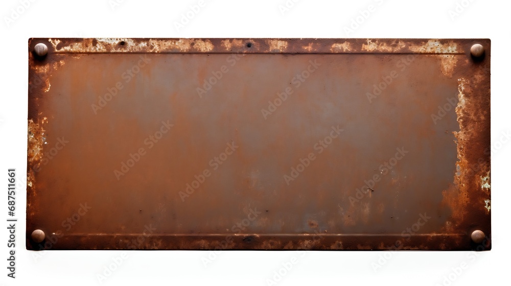 Poster a old blank rusty metal sign with a copy space background for your text : generative ai