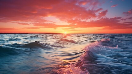 Naklejka na ściany i meble sunset colors on ocean horizon, motion blur : Generative AI