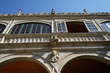 Cloister of the 'Colexio de Fonseca' on 'R&uacute;a do Franco' street in Santiago de Compostela Santiago de Compostela, Galicia, Spain 10092023