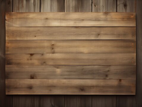 light wood rustic signboard on aged wooden wall, vintage image : Generative AI