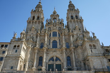Baroque facade of the 'Praza do Obradoiro' of the Cathedral of Santiago de Compostela Santiago de...