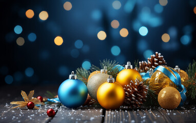 Beautiful image of Christmas and New Year toys. For greeting cards, holiday posters, calendars, advertising signs and various types of souvenirs.
