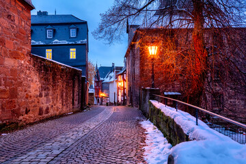 Cityscape of Marburg at Wintertime, Germay - obrazy, fototapety, plakaty