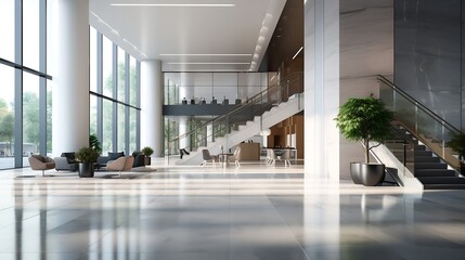 interior of modern entrance hall in modern office building : Generative AI