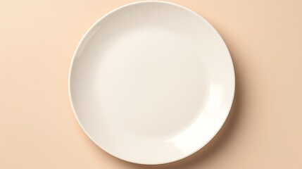 white plate mockup with cream background. for the wedding template .top view. : Generative AI