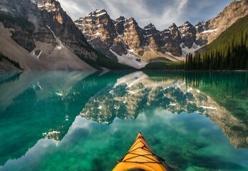 Emerald Essence: Kayaking through Canada's Moraine Lake in Summer
