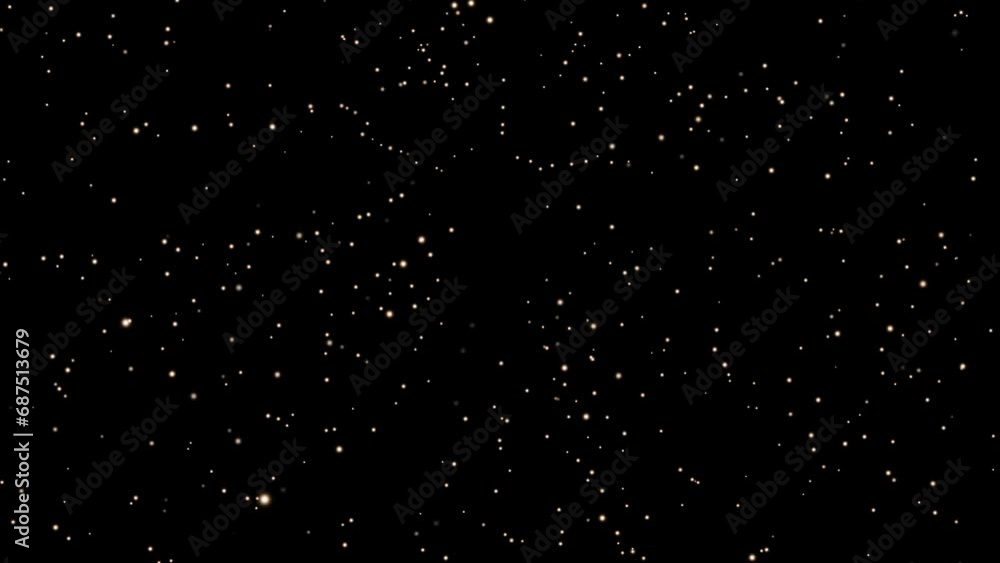Poster yellow sparkle animation and slow motion endless loop particle light fly transparent background. for