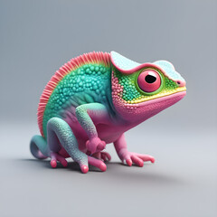 Fototapeta premium chameleon on a green background