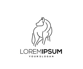 Single Line Wolf Animal