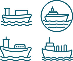 Set of ship cargo icon vector
