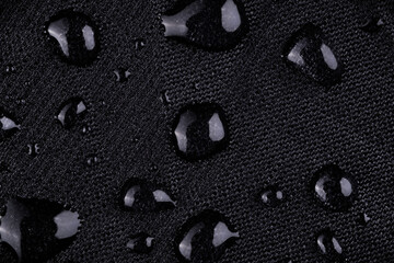 macro view of water drop on a waterproof nylon textile from a umbrella