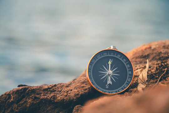 Travel of tourists with compass. compass of tourists.