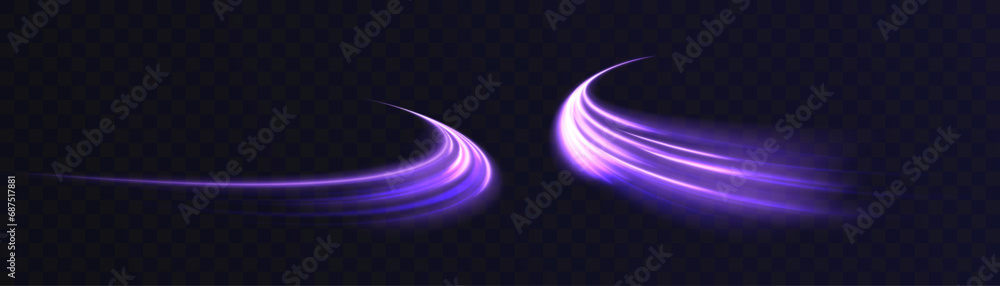 Aufkleber Light effect of high speed curved light beams. Technology of light movement of light energy. Banner poster design concept. Abstract background of curved rays of light.