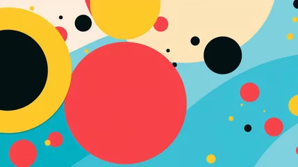 Fotobehang A pop art style with colorful bubbles and geometric shapes background. Pop art illustration wallpaper © Furkan