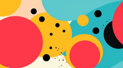A pop art style with colorful bubbles and geometric shapes background. Pop art illustration wallpaper