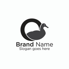 Logo branding for company website or creative minimal letter O + Duck logo design