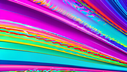 Abstract marbled acrylic paint ink painted waves painting texture colorful background banner - Bold colors, rainbow color swirls wave