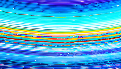 Abstract marbled acrylic paint ink painted waves painting texture colorful background banner - Bold colors, rainbow color swirls wave