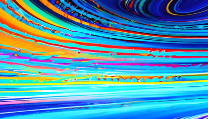 Abstract marbled acrylic paint ink painted waves painting texture colorful background banner - Bold colors, rainbow color swirls wave
