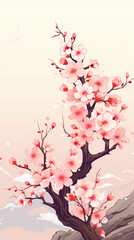 Fototapeta premium Hand drawn cartoon beautiful cherry blossom illustration in spring 