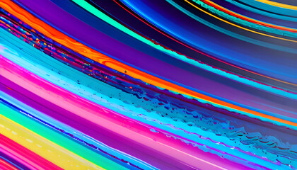 Abstract marbled acrylic paint ink painted waves painting texture colorful background banner - Bold colors, rainbow color swirls wave