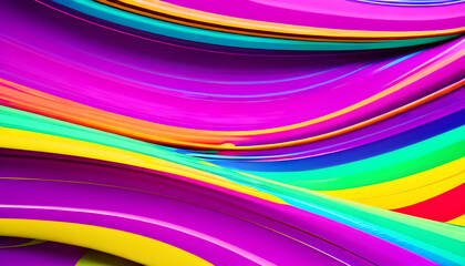 Abstract marbled acrylic paint ink painted waves painting texture colorful background banner - Bold colors, rainbow color swirls wave