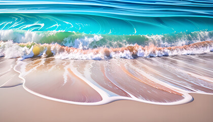 Abstract marbled acrylic paint ink painted waves painting texture colorful background banner - Bold colors, rainbow color swirls wave