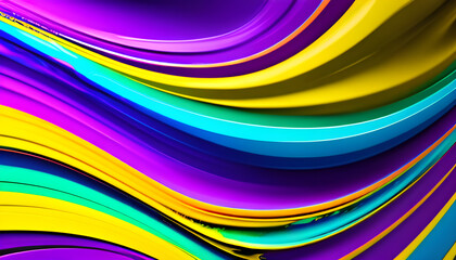Abstract marbled acrylic paint ink painted waves painting texture colorful background banner - Bold colors, rainbow color swirls wave