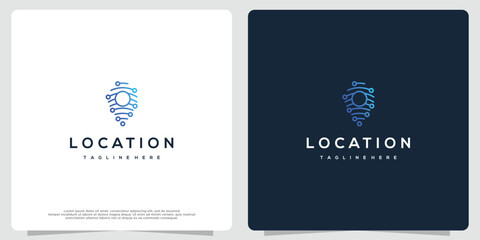 Pin technology logo concept, vector logotype template.