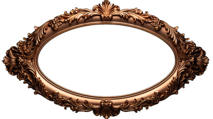Antique round oval gold picture frame isolated on transparent background, Old golden baroque style round frame mock up for painting, art, wall art, artwork, photo, image, picture - obrazy, fototapety, plakaty