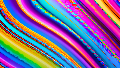 Abstract marbled acrylic paint ink painted waves painting texture colorful background banner - Bold colors, rainbow color swirls wave
