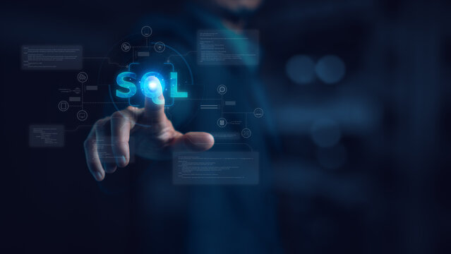 Developer showing SQL or Structured Query Language for accessing and manipulating databases.SQL programming language concept, Computer courses, Training, Learning, Database Backup, DBMS, DBA.