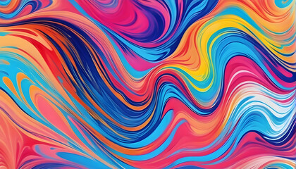 Abstract marbled acrylic paint ink painted waves painting texture colorful background banner - Bold colors, rainbow color swirls wave