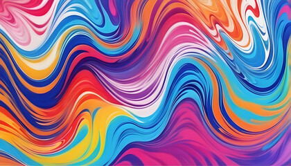 Fototapeta na wymiar Abstract marbled acrylic paint ink painted waves painting texture colorful background banner - Bold colors, rainbow color swirls wave