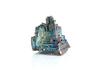 bismuth mineral stone macro on white background