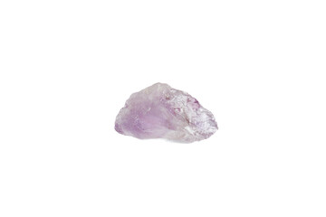 Amethyst mineral stone macro on white background