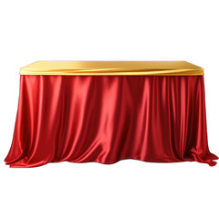 Red tablecloth standing  transparent background