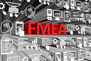 FMEA concept blurred background 3d render illustration