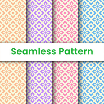 Set beautiful and cute colorful floral seamless pattern for wallpaper, wrapping paper, fabric and scrapbook