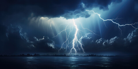 lightning in the night sky